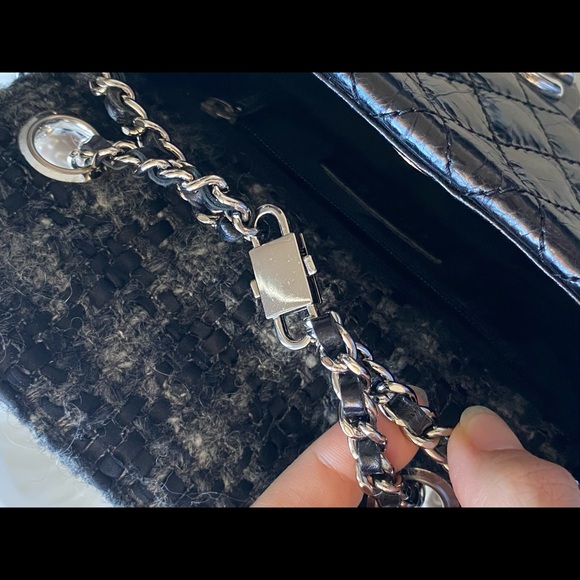 🌟 rare 🌟 Chanel vintage calfskin & tweed crossbody bag - Picture 9 of 17